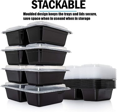 Контейнерів для харчування з кришками, 1000 мл, багаторазові, без BPA. Герметичні ланч-бокси та контейнери для зберігання їжі, придатні для мікрохвильової печі та морозильної камери., 12