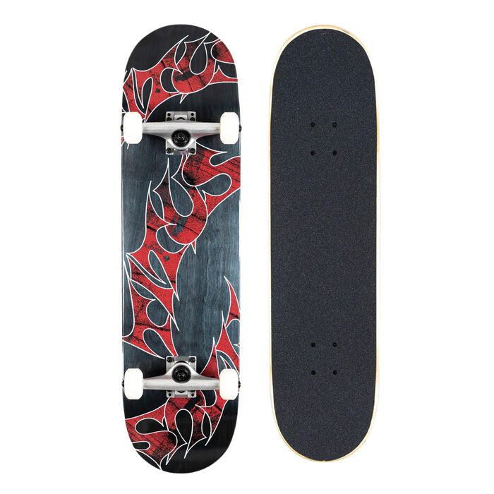 Комплектний скейтборд Скейтборд для дорослих, підлітків та дітей від 9 років, для початківців та досвідчених райдерів, потрійний класичний логотип, чорний колір, 7.75&39