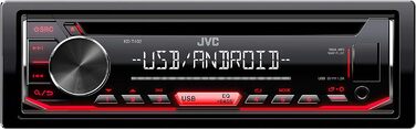 Автомобільна CD-радіостанція JVC KD-T702BT з Bluetooth гучного зв'язку (високопродуктивний тюнер, звуковий процесор, USB, Android і Spotify Control, 4x50 Вт, червоний/чорний) (USB, комплект з адаптером антени)