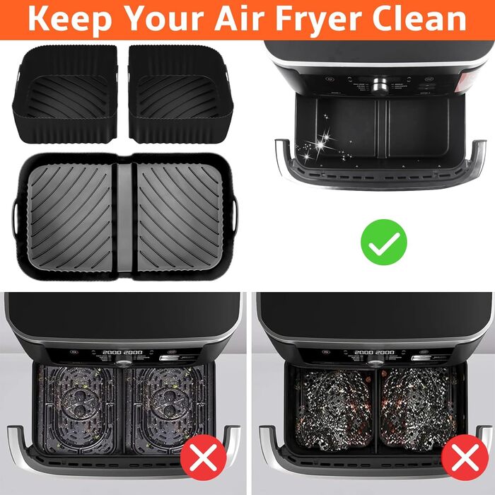 Аксесуари для фритюрниці Ninja Foodi Flexdrawer 10,4 л AF500DE,3 шт. Багаторазова мультипіч з силіконовою формою Аксесуари для Ninja AF500EU(3 шт. и чорні)