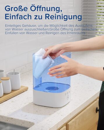 Зволожувач повітря Maxcio 3,5 л для дитячої кімнати, ультразвуковий зволожувач RGB з нічним освітленням з верхнім заповненням, ароматичний дифузор без бісфенолу А, парові форсунки на 360, час роботи до 40 годин, супертихий рівень шуму 28 дБ для рослин у с