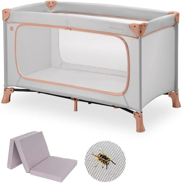Комплект дитячого дорожнього ліжечка Hauck Dream n Play Plus з матрацом і москітною сіткою - складне дитяче дорожнє ліжечко з сумк