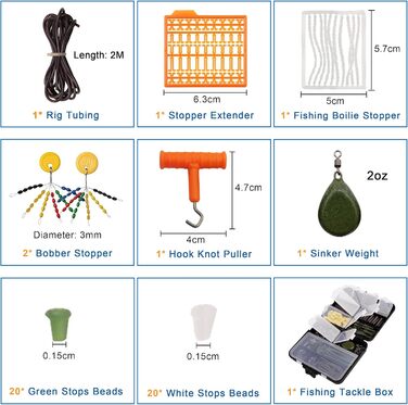 Набір снастей для лову коропа OROOTL, 277 предметів, коробка для риболовлі на коропа з аксесуарами, гачки для лову коропа, вертлюги, запобіжні затискачі, рукави проти заплутування