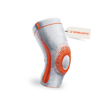 Колінний бандаж GENU-HiT Supreme для правого та лівого коліна - Медичний бандаж для коліна з кільцем надколінка та бічними стабілізаторами для оптимальної стабільності коліна у повсякденному житті - Платиновий розмір 6