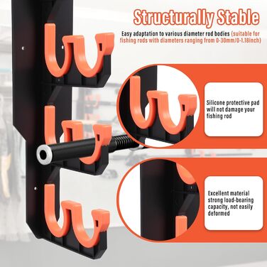 Настінний тримач для вудки з 2 предметів із силіконовими захисними накладками, настінне кріплення для вудки в гараж, широкий тримач для вудки, стійка для вудки, кріплення на стіну або стелю, стійка для риболовлі, тримач для вудки на 20 вудок