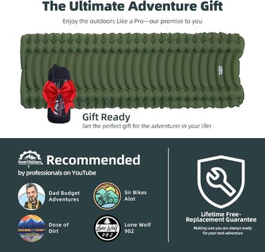 Каре-килимки Gear Doctors, самонадувальні, надлегкі, Apollo air 4.3-5.2 R, ізольовані, 1.5-3.3 дюйма, обов&39язкові, надувні, пінопластові, повітряні, для сну, самонадувальні, повітряні, для кемпінгу, Ether