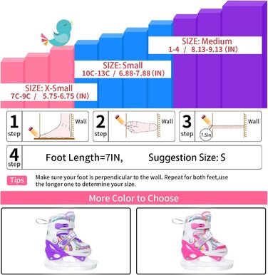 Дитячі ковзани Nattork для дівчаток, регульовані у 4 напрямках, ковзани-метелики з флісовою підкладкою для вулиці та ковзанки, райдужно-фіолетові XS (EU 22-26)
