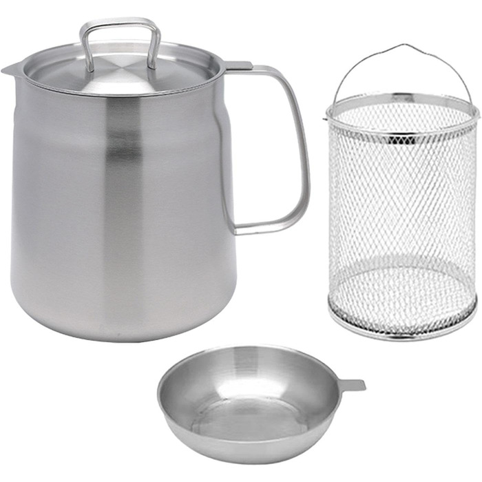 Горщик для смаження Gralara, кошик для сита для олії з ручкою, каструля, каструля для бульйону, маленька каструля для фритюрниці для приготування, випічка, олія, зберігання, 2 л