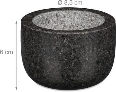 Гранітний розчин Relaxdays з товкачиком, міцний і довговічний, спеції, трави, полірований кам'яний розчин, Ø 8,5 см, V 100 мл, сір