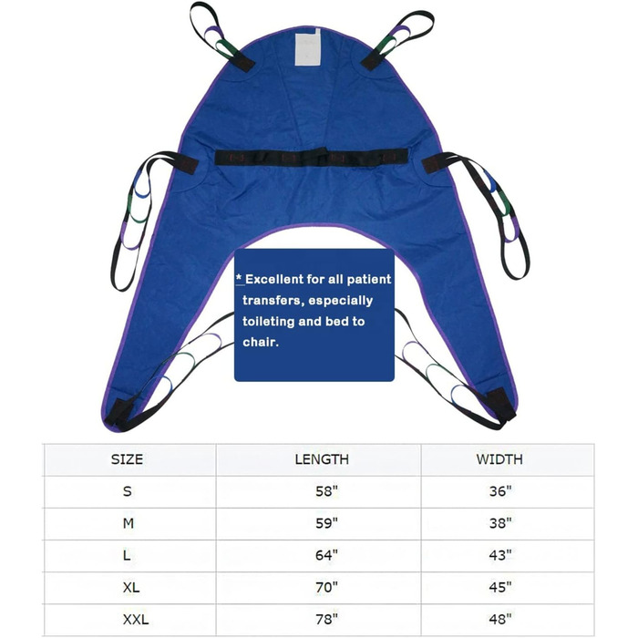 Туалетний ремінь, Підйомний ремінь для підйому пацієнта, Розділений ремінь для ніг, Підйомне обладнання для людей похилого віку, Багаторазовий важкий переносний ремінь для людей похилого віку з обмеженими можливостями Blue XX