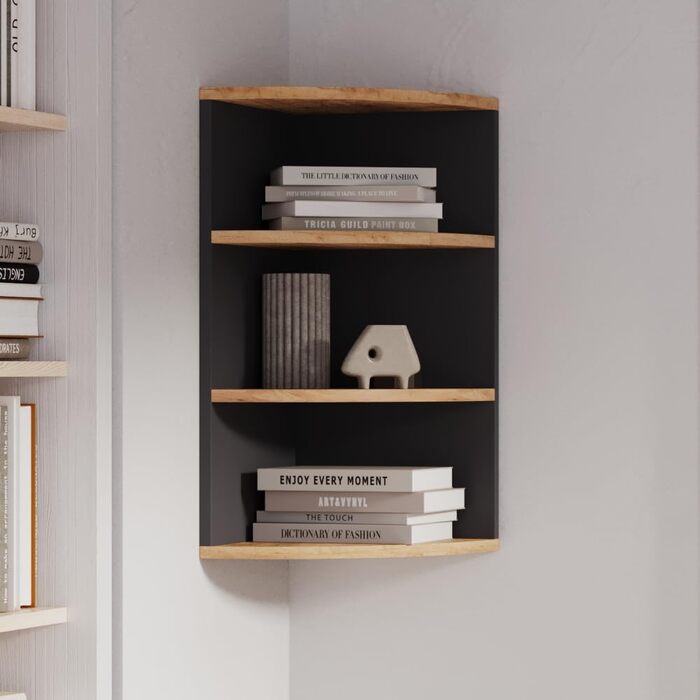 Кутова полиця Vicco Ecki, книжкова полиця, антрацит/золотий дуб, 30 x 60 см Антрацит/золотий дуб 60x30 см