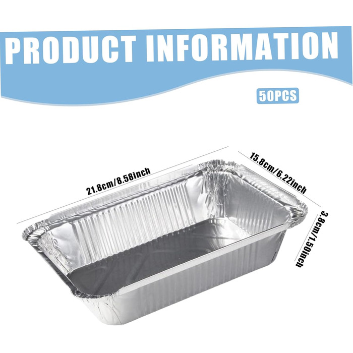 Сковорідки з алюмінієвої фольги 750 мл харчова алюмінієва фольга для гриля Жароміцні одноразові алюмінієві сковорідки для вивезення, барбекю на відкритому повітрі, фуршету, 50 шт.