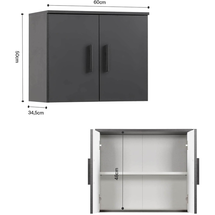 Верхня частина шафи mokebo The Tower, багатофункціональна верхня частина шафи, чорна, для додаткового місця для зберігання та висоти, можна комбінувати з нашими багатофункціональними шафами, антрацитово-чорна, 60 см