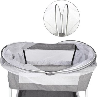 Дитяче ліжечко Side-by-Side, дитяче ліжечко 2-в-1 від народження до 25 кг, додаткове ліжко з 6 регулюваннями висоти, з матрацом/відкидною бічною панеллю/колесами, ліжечко з сітчастої тканини - 80 x 40 x 100-115 см - льон 80 x 40 x 100-115 см - льон