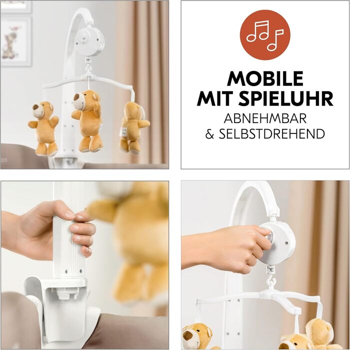 Дорожнє ліжечко Hauck Babycenter Zoo - вкл. вкладиш для новонароджених, пеленальний килимок, ігрова арка з музичним мобілем, лоток для зберігання, колеса, матрац, сумка для перенесення (регульована по висоті та складається) - 120x60 см