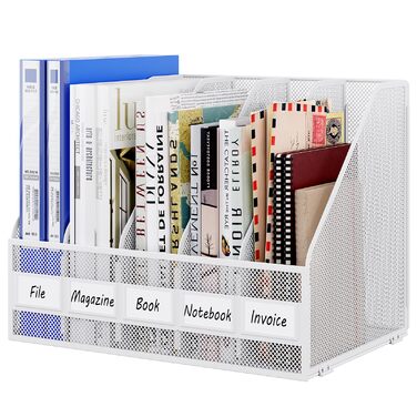 Металевий офісний органайзер EasyPAG A4 з 5 кишенями, тримач для документів, лоток для файлів, тримач для журналів, лоток для листів, органайзер для паперових журналів, білий