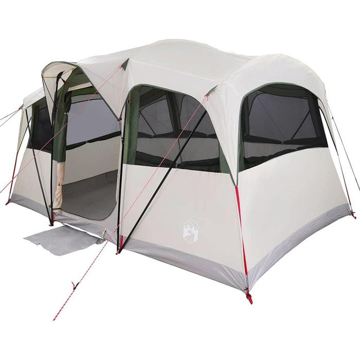 Сімейний намет vidaXL з дахом та вентиляцією, поліестер та сталь, просторий, зелений, 10 осіб