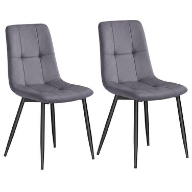 Обідні стільці VASAGLE з оксамитового оздоблення, кухонні стільці (витримують вагу до 120 кг), крісла з регульованими ніжками, сучасні, м&39які, для вітальні, комплект з 2 шт., сірий сланцевий колір KDC088GN01 Комплект з 2 шт. сірого сланцевого кольору
