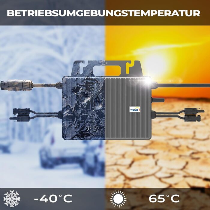 Двофазна балконна електростанція SUNNIVA 920 Вт, повністю чорного кольору, з розеткою, інвертор TSUN 800 Вт, фотоелектрична сонячна система, 2 сонячні модулі зі скла по 460 Вт, вкл. кабель 5 м, Bluetooth WIFI, повний комплект 920/800 Вт