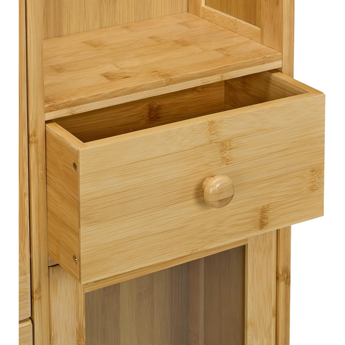 Бамбукова шафа для взуття Relaxdays, 127x95x19 см, натуральний колір Вузька взуттєва полиця, 5 відділень, 3 дверцята, на 9 пар