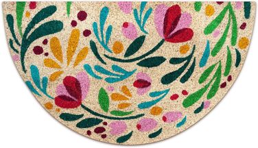 Напівкруглий кокосовий килимок для дверей - Флора - 40x70 см - Килимок для дверей для приміщень та вулиці - Килимок для передніх дверей - Килимок для вулиці - Килимки для дверей - Килимок для дверей з кокосового волокна