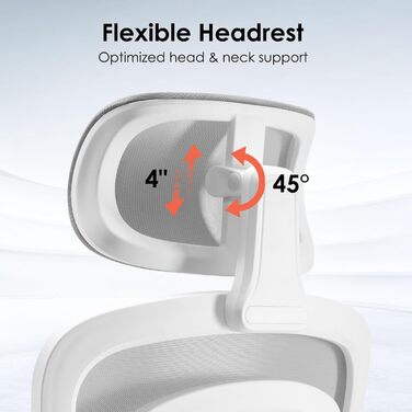 Ергономічне офісне крісло Farini, комп&39ютерне крісло з колесами, письмове крісло для комфортного домашнього офісу, крісло керівника з регульованою висотою та підголівником, сірий/білий 1680-сірий/білий з підголівником