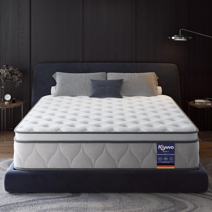 Матрац 140x200 см, висота 26 см, 7-зонний пружинний матрац, рівень жорсткості H3, гібридний матрац з 1000 пружинами та піною з ефектом пам&39яті, підтримка спини, ізоляція руху, зняття тиску, дихаючий 140 x 200 см