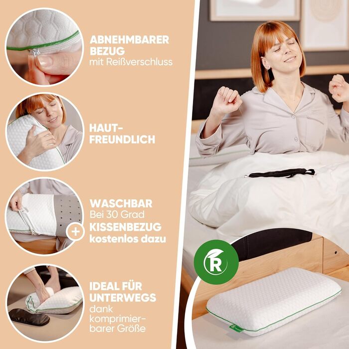 Ергономічна подушка для шиї (50x30 см), ортопедична подушка з піни з ефектом пам&39яті для здоров&39я з бамбукового вугілля з чохлом, подушка для сну на боці, спині та животі