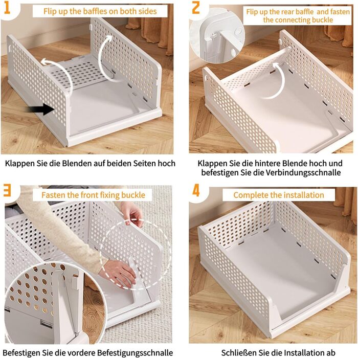 Елементний складний органайзер для шафи, пластикова коробка з шухлядами, штабелюваний органайзер для шафи, полиці для зберігання речей у шафі, спальні, дому, кухні, 5-