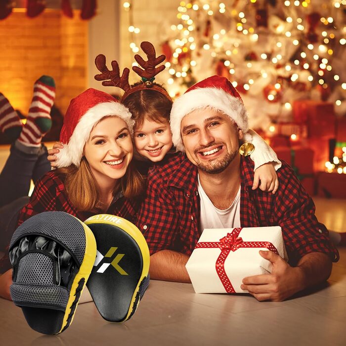 Боксерські щитки з високоякісною підкладкою - 1 пара боксерських щитків для кікбоксингу для оптимального поглинання ударів, тренувальні щитки для чоловіків та жінок, жовті