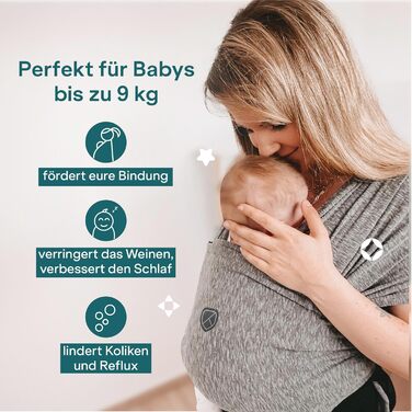 Слінг для новонароджених Koala Babycare - Легко надягати для мам і тат - Переноска багаторазова до 9 кг - Слінг для новонароджених