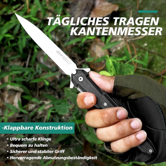 Складаний ніж одноручний, кишеньковий ніж з ручкою з ABS пластику і кишеньковою кліпсою, EDC ніж для риболовлі, кемпінгу, для чоло