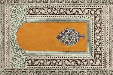 Бежевий, коричневий бавовняний з квітковим принтом Dhurrie Boho Kilim плоского плетіння Критий килим для передпокою Кімнатний деко