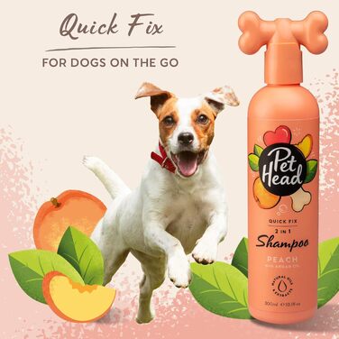 Шампунь та кондиціонер Pet Head Quick Fix для собак Аромат персика Доглядає за шерстю вашого собаки та заспокоює її pH-нейтральний Веганський продукт та продукт без жорстокості Ніжна формула для цуценят 300 мл