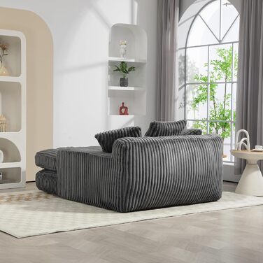 Розкладний диван ZYLOYAL10 Corduroy Cloud з 3 м&39якими подушками, зручний одномісний підлоговий диван для вітальні, квартири, офісу (темно-сірий)