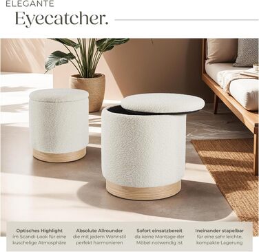 Набір із 2 стільців для зберігання речей, тканина букле ведді, скандинавський стиль, пуф, круглий м&39який стілець для туалетного столика, меблі для спальні, вітальні, коридору, стілець для зберігання речей для дому