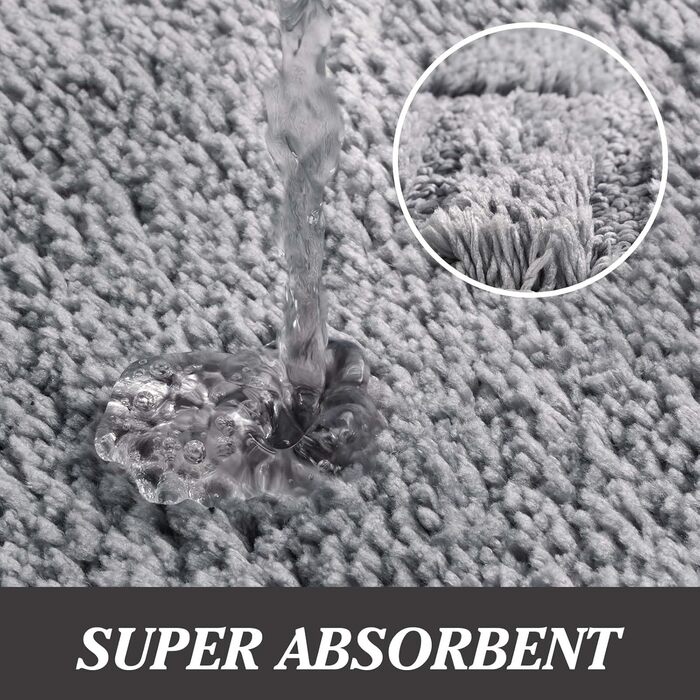 Комплект килимків для ванної кімнати Famibay, 3 предмета, нековзний килимок для ванної та килимок для туалету, що миється, м&39який та абсорбуючий, сірий килимок для ванної кімнати, 45x6550x8050x60 см