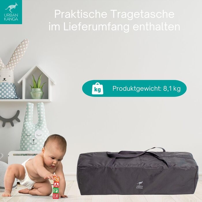 Дитяче ліжечко Urban Kanga QK з боковим відкриттям 60x120 см (ліжечко QK, темно-сіре)