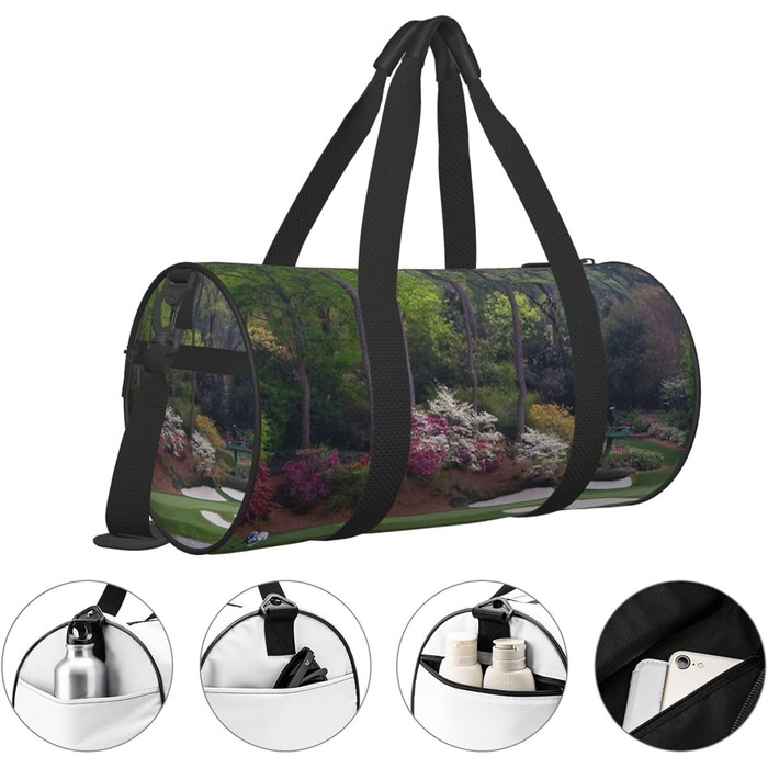 Дорожня сумка з чорно-золотим дизайном, кругла форма, великий об'єм, легка та міцна. Ідеальний подарунок для подорожей, походів, ділових поїздок та занять гольфом, універсальний розмір.