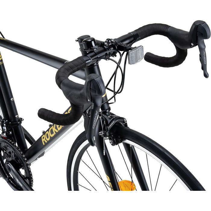 Шосейний велосипед ROCKBROS AERIX 700C з алюмінієвою рамою, трансмісією S-Ride R400 на 2x8 швидкостей та сталевою вилкою Hi-Ten, геометрією Endurance, легкий шосейний велосипед для чоловіків та жінок, для щоденного використання та тренувань, чорний, 700C 