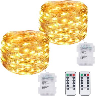 Акумуляторна батарея Kolpop 2 шт. и гірлянд, 12M 120 LED 8 режимів, провід з пультом дистанційного керування та таймером, водонепр