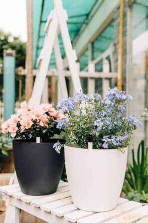 Квітковий горщик 15 см з самополивом та індикатором води, чорний, набір з 4 шт. , Самополивний кашпо/горщик з резервуаром для води для використання в приміщенні та на вулиці, чорний, 15,5*13 см, 4U