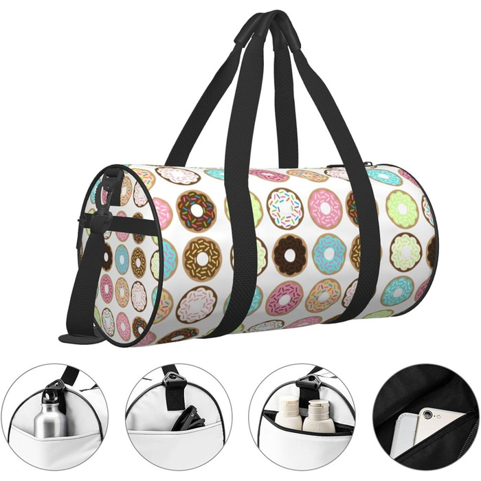 Спортивна сумка для подорожей, з квітковим принтом, дорожня сумка на ніч, чорна, універсальний розмір