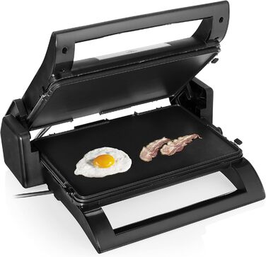 Принцеса 112536 Мультигриль 4-в-1, сендвіч, контакт, настільний гриль і вафельниця, змінні пластини, нержавіюча сталь, з антипригарним покриттям, чорний/сріблястий, контактний гриль 4-в-1 1500 Вт