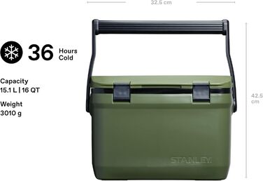Вуличний холодильник Stanley 1913 Adventure 6,6 літрів Polar - Маленький кемпінговий холодильник - Без бісфенолу А - Кришка також функціонує як сидіння - Міцний ізольований бокс без електрики - Герметичний 15,1 л, хакі