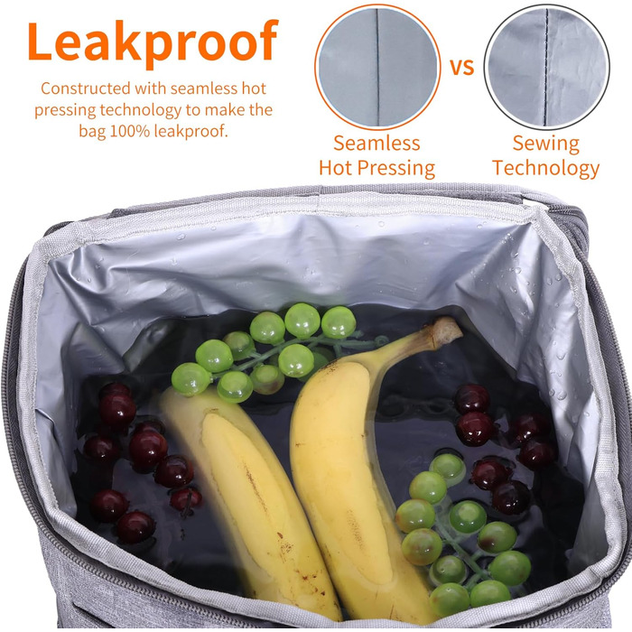 Рюкзак-холодильник 22 л - Велика сумка-холодильник, рюкзак для пікніка, водонепроникний рюкзак, надлегкі рюкзаки для чоловіків та жінок для кемпінгу, барбекю, походів, пікніка, чорно-сірий