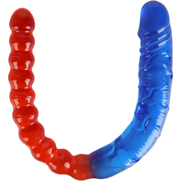 Двосторонній фалоімітатор YQlove, 45 см, червоно-синій, гнучкий, для анальної та вагінальної стимуляції
