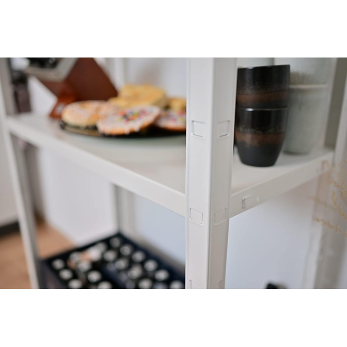 Система полиць SCHULTE з 4 полицями PowerMAX, вантажопідйомність 50 кг, 180x75x35 см (ВxШxГ), білий, полиця для зберігання, полиця для майстерні, полиця для підвалу, полиця для гаража, металева полиця