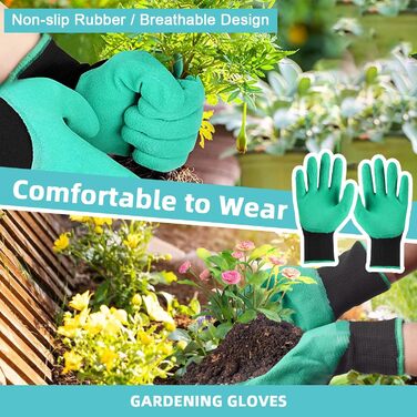 Набір садового інструменту з квітковим принтом (4 шт.) ідеальний подарунок для садівників, включає лопатку, секатор, граблі, рукавицю та інші аксесуари для догляду за садом, колір зелений