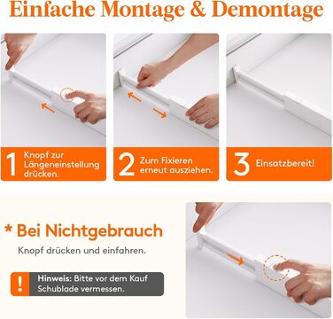 Набір із 8 регульованих роздільників для шухляд Lifewit, органайзери-роздільники для внутрішньої довжини 2840 см та висоти &gt6 см, для спальні, кухні, столових приборів, шаф, письмового столу, системи організації шухляд, білого кольору, 8 висоти 6 та дов